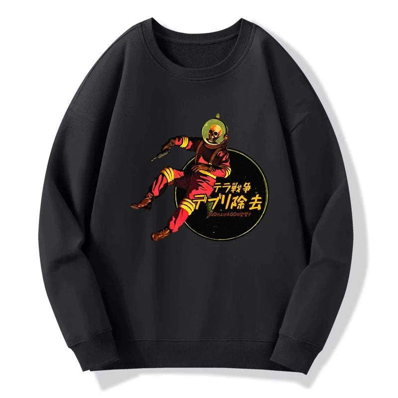 japanese skeleton astronaut sweatshirt for daily wear