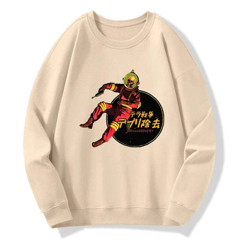 japanese skeleton astronaut sweatshirt for daily wear