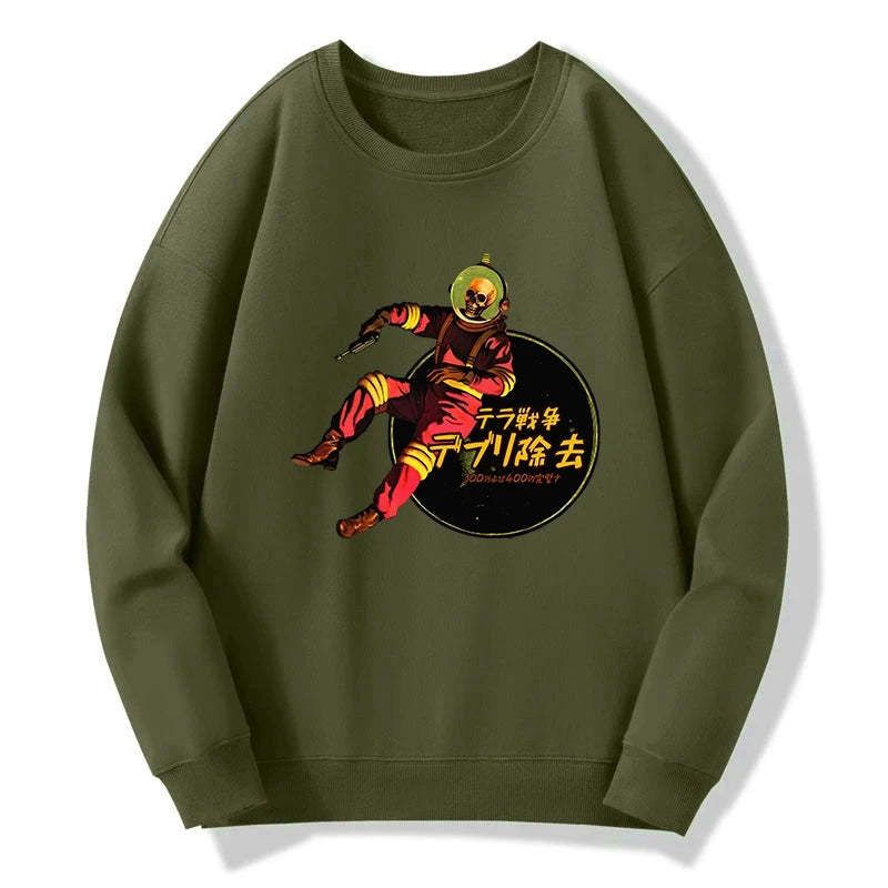 japanese skeleton astronaut sweatshirt for daily wear