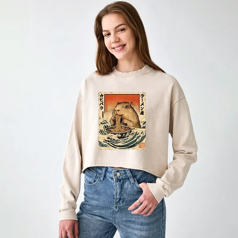 Japanese Vintage Crop Sweatshirt On Sale