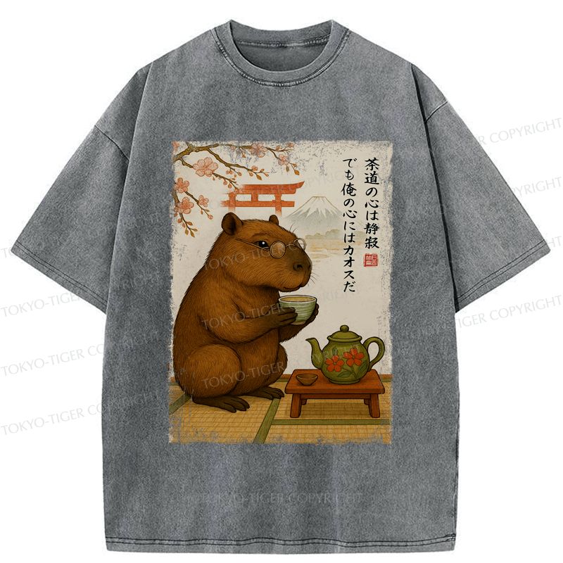 Capybara Washed T-Shirt for Daily Wear