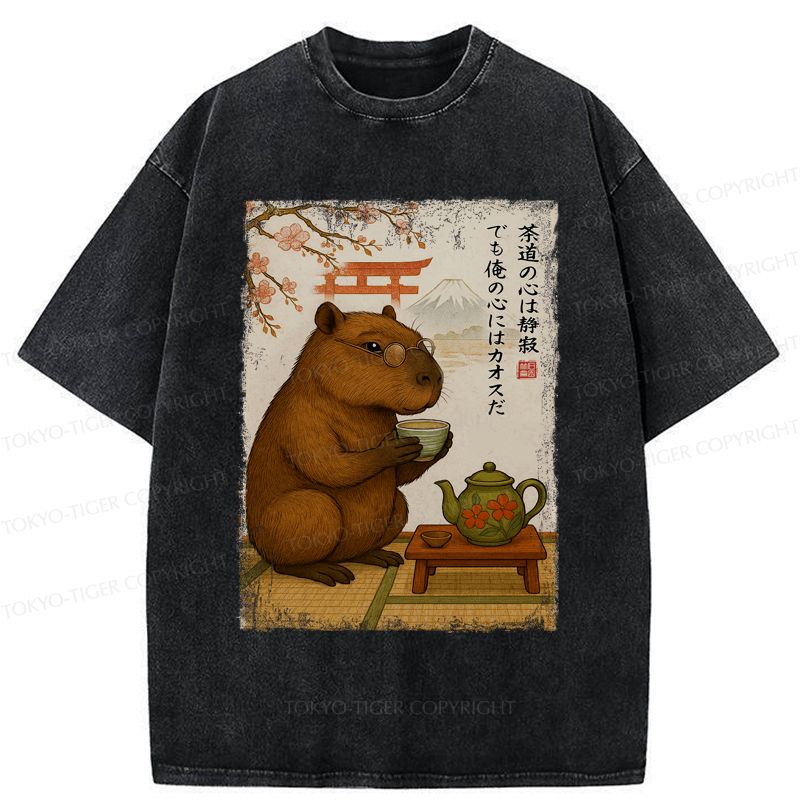 Capybara Washed T-Shirt for Daily Wear