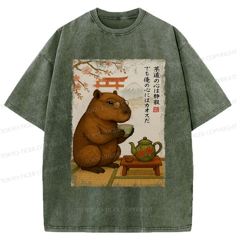 Capybara Washed T-Shirt for Daily Wear