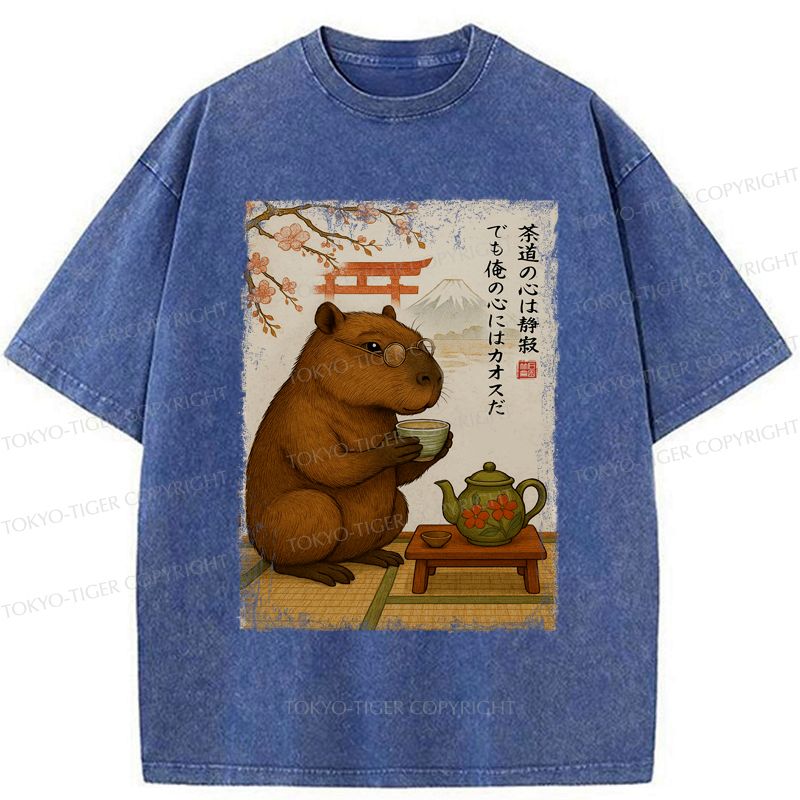 Capybara Washed T-Shirt for Daily Wear