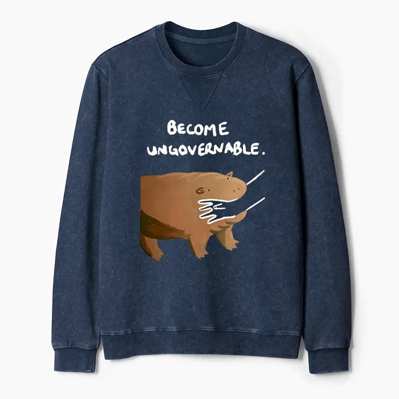 Kyoto-Lion Moo Deng Bites Someone's Arm Washed Terry Sweatshirt