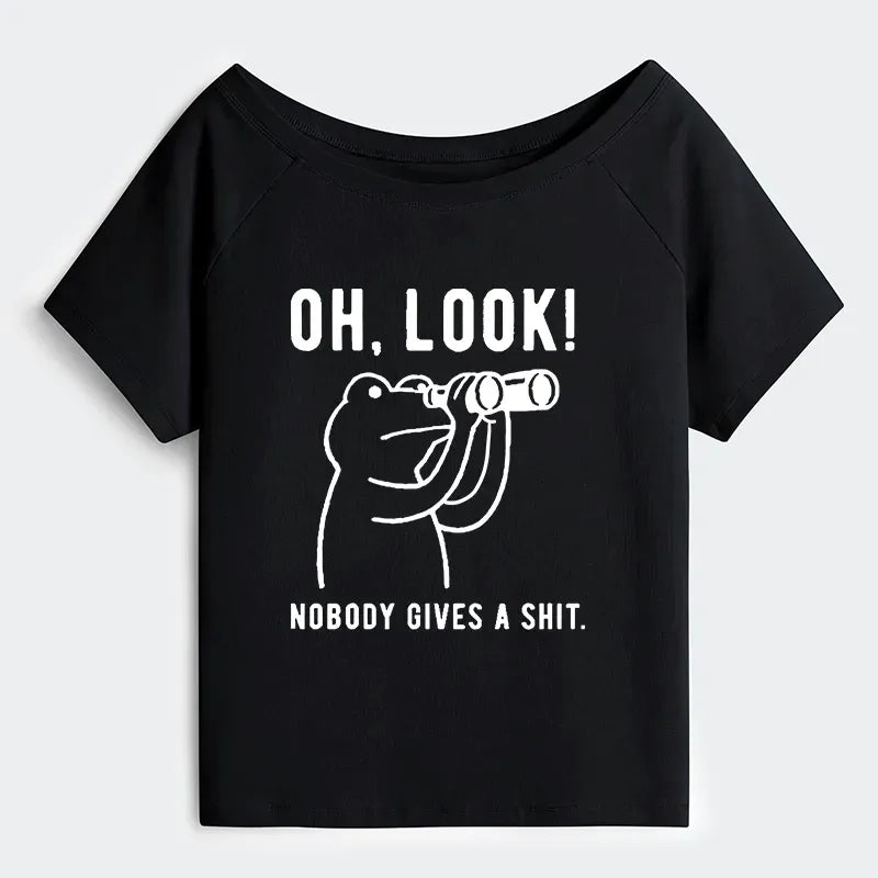 Kyoto-Lion Frog of Indifference Off Shoulder T-Shirt