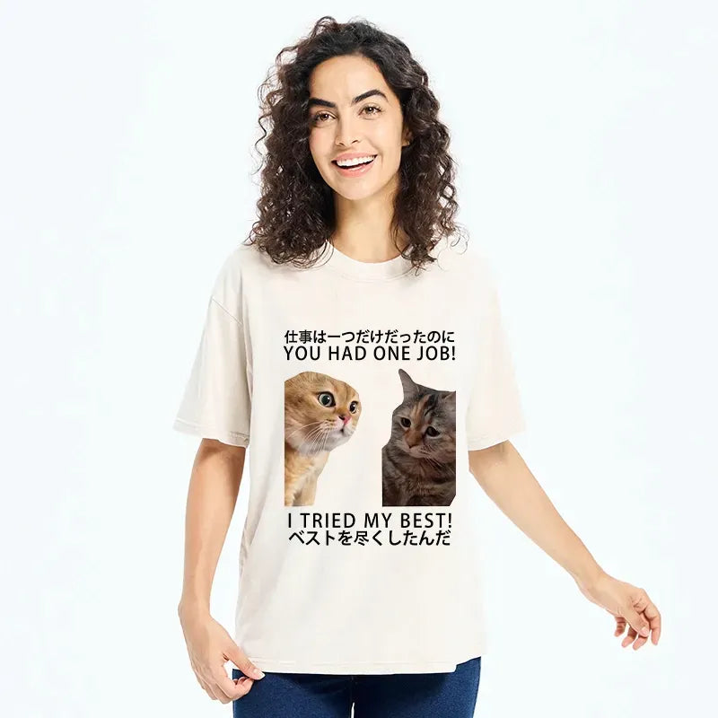Japanese Vintage Cotton Tee with Lion Print
