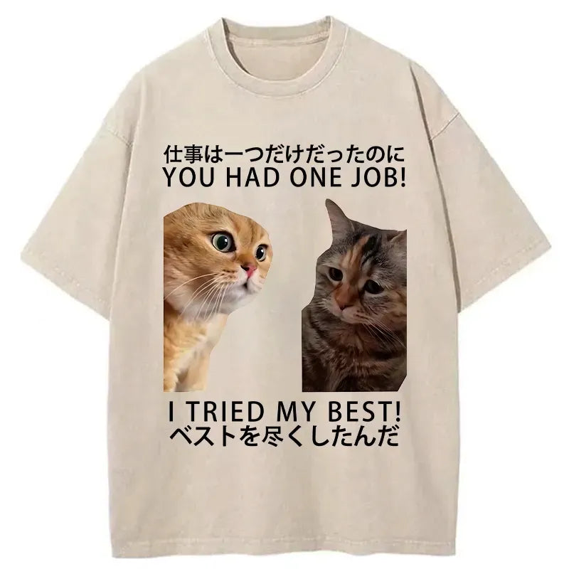 Japanese Vintage Cotton Tee with Lion Print