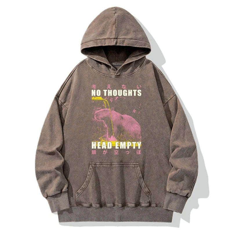 Kyoto-Lion No Thoughts Head Empty Washed Hoodie