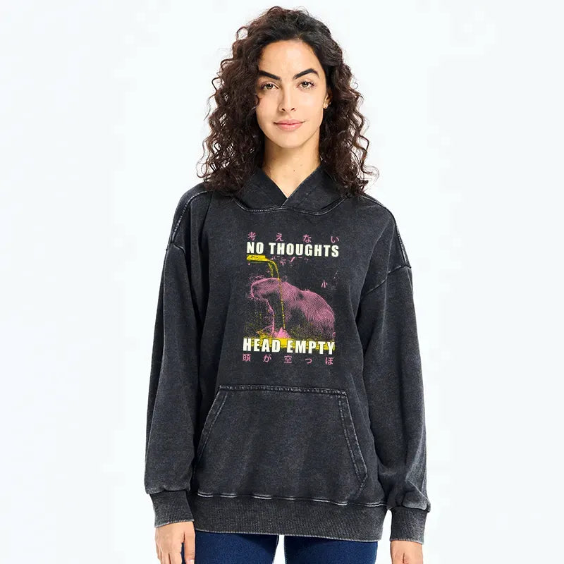 Kyoto-Lion No Thoughts Head Empty Washed Hoodie