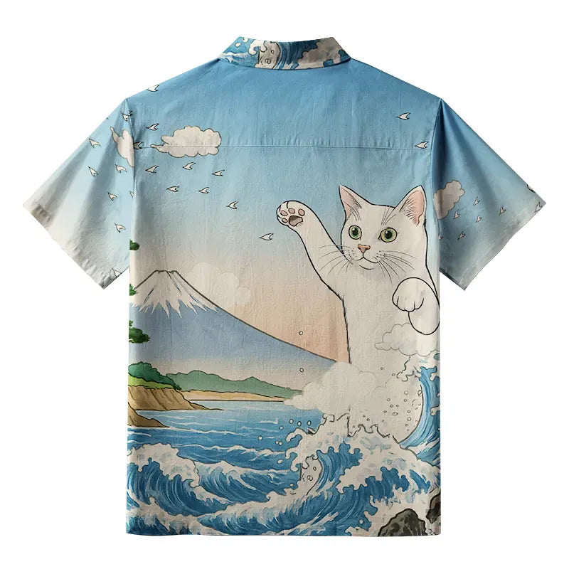 Japanese Vintage Cat Button-up Shirt