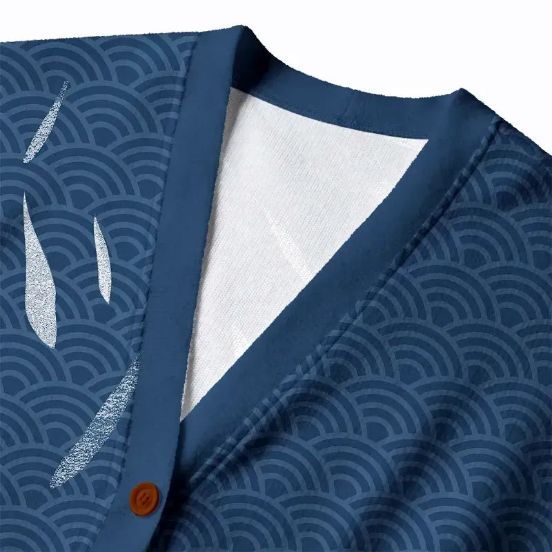 Kyoto-Lion Falling Leaves And Ripples Ugly Cardigan Sweater
