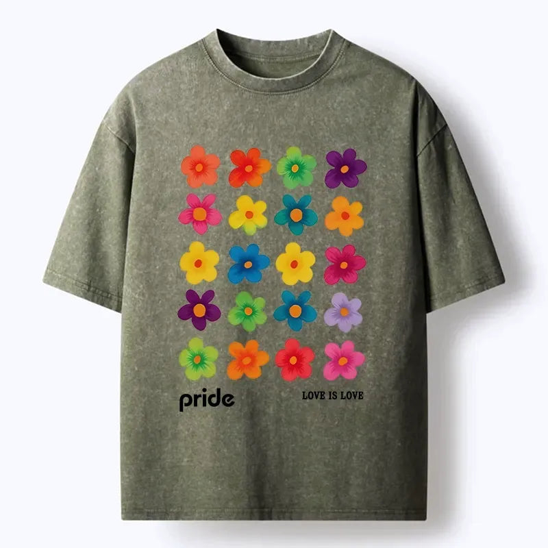 Japanese vintage flower t-shirt for pride month