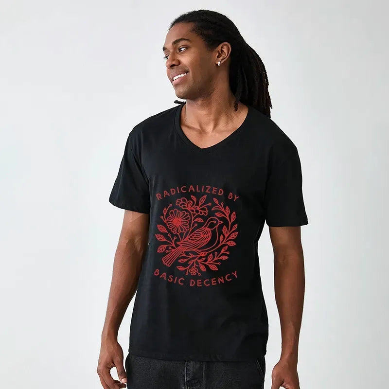 Japanese V-Neck T-Shirt for Daily Wear