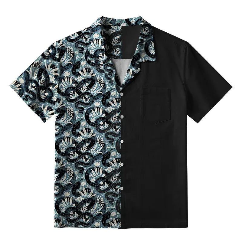 Kyoto-Lion Floral Serpent Aloha Hawaiian Shirt