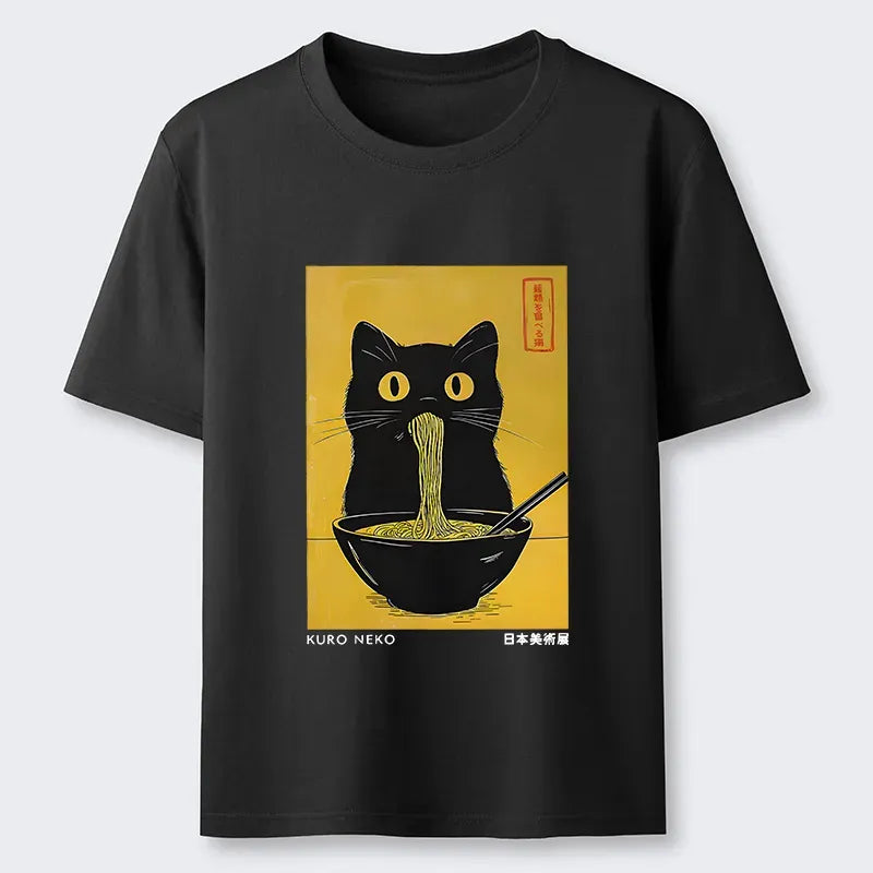 Black Cat Ramen T-Shirt Gift Idea