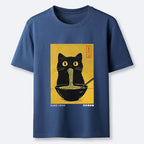 Kyoto-Lion Black Cat Eats Ramen In Big Bites Classic T-Shirt