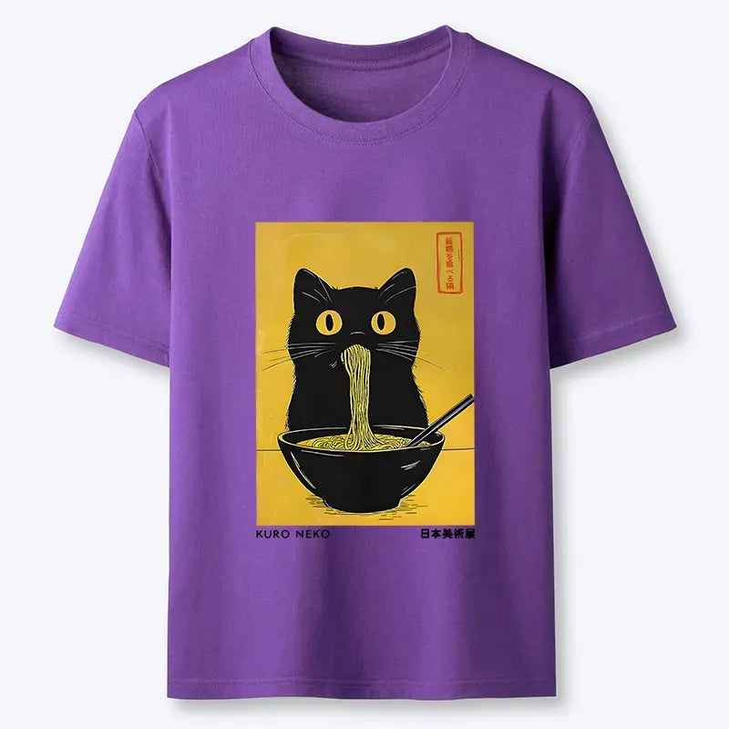 Japanese Cat Eating Ramen Tee Best Seller