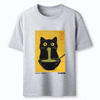 Kyoto-Lion Black Cat Eats Ramen In Big Bites Classic T-Shirt