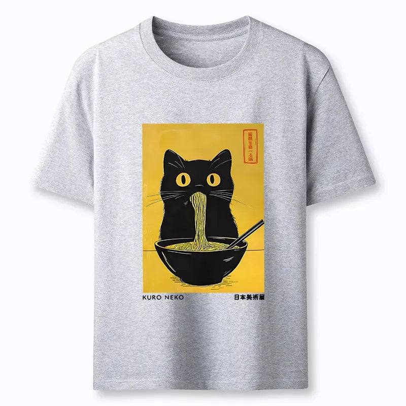 Kyoto-Lion Black Cat Eats Ramen In Big Bites Classic T-Shirt
