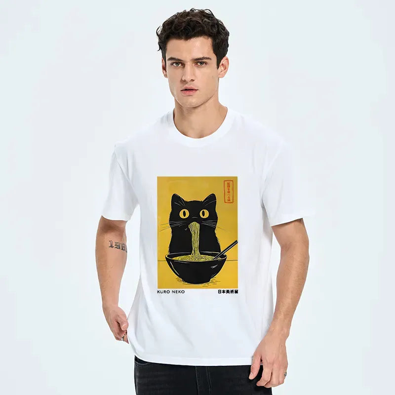 Black Cat Ramen T-Shirt Gift Idea