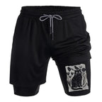 Kyoto-Lion Folk Paper Cut Cat Bird Floral Art Training Shorts