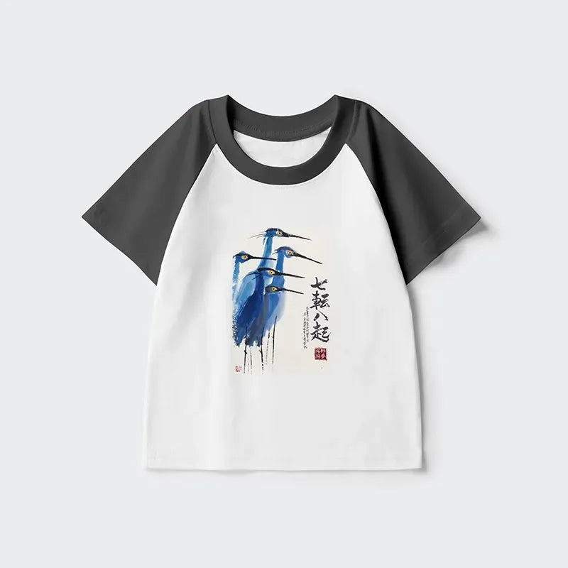 Japanese Retro Kids Raglan T-Shirt