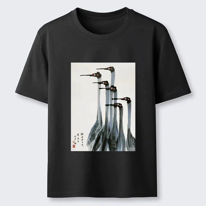 Kyoto-Lion Retro Crane Painting Classic T-Shirt