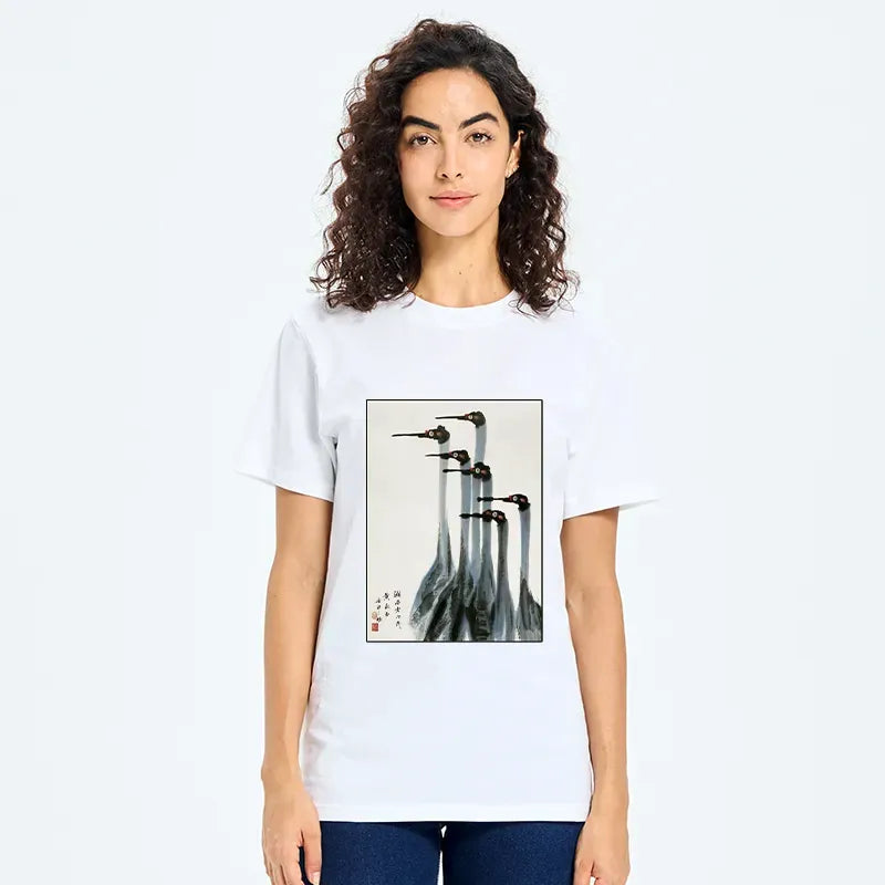Kyoto-Lion Retro Crane Painting Classic T-Shirt