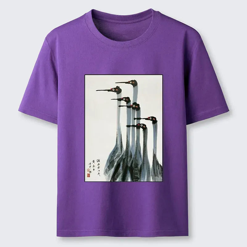 Kyoto-Lion Retro Crane Painting Classic T-Shirt