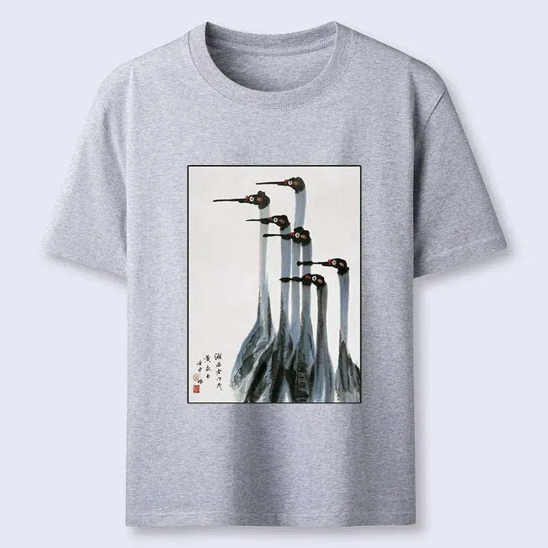 Kyoto-Lion Retro Crane Painting Classic T-Shirt
