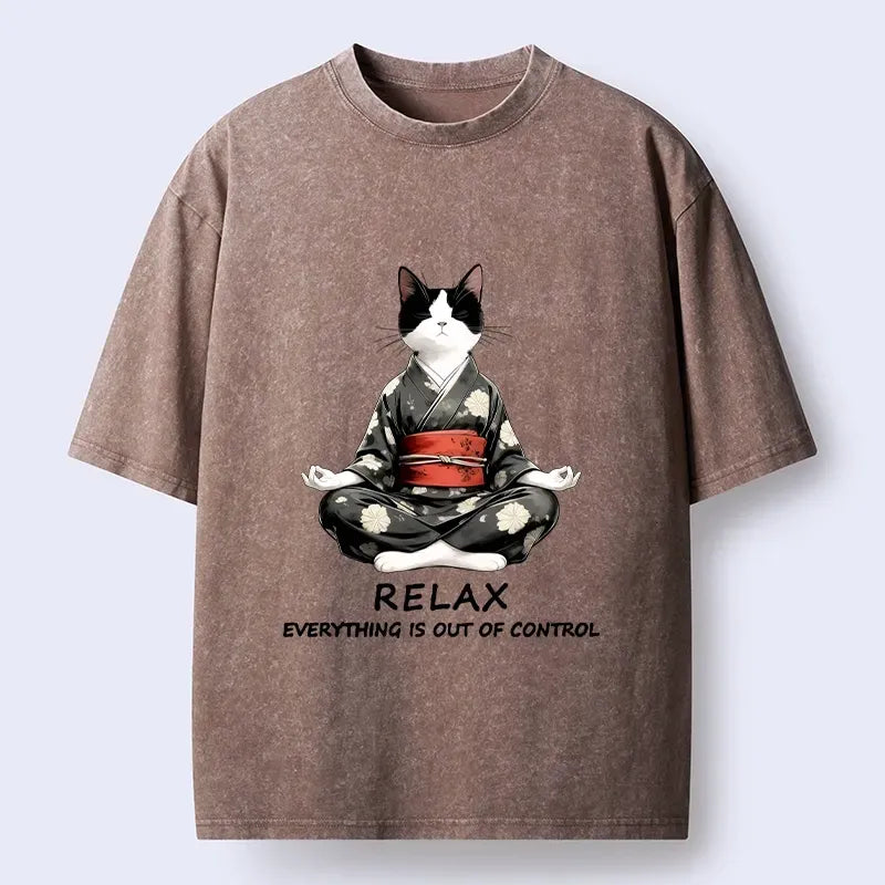 Ukiyo-e kimono cat art tee for streetwear