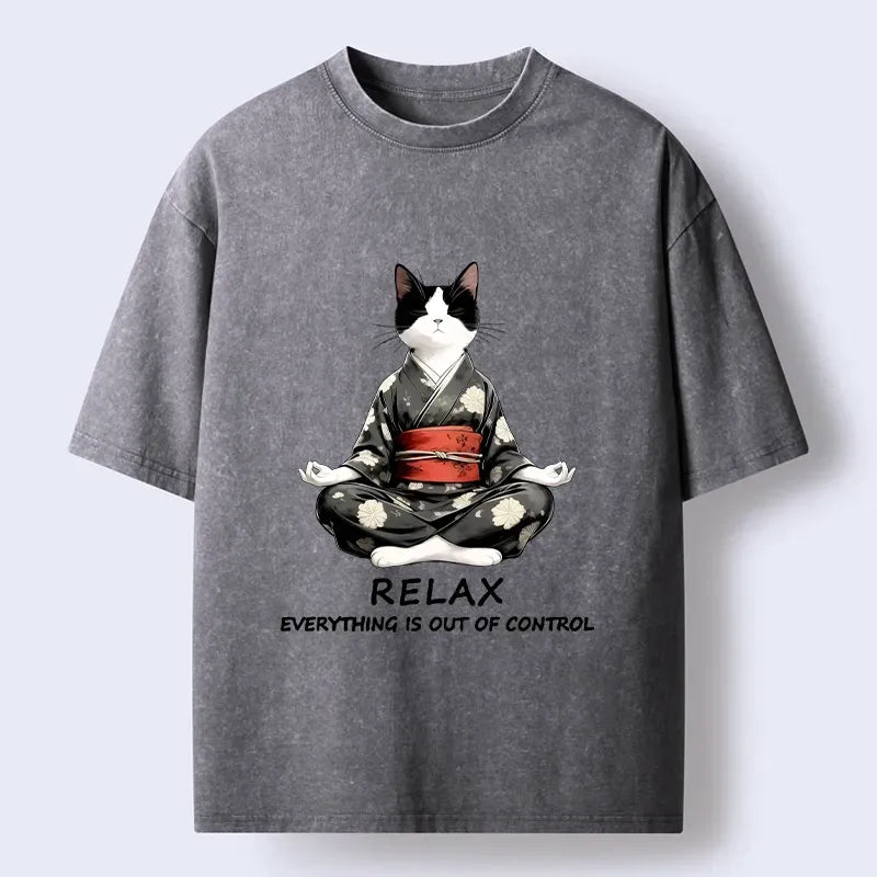 Ukiyo-e kimono cat art tee for streetwear