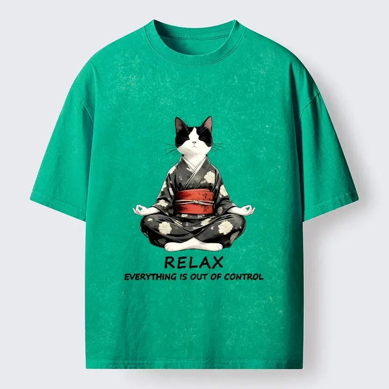 Ukiyo-e kimono cat art tee for streetwear