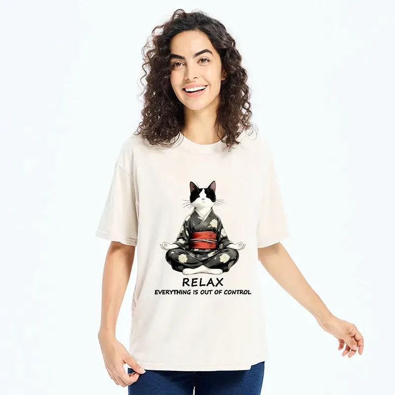 Peaceful cat meditation shirt gift for her