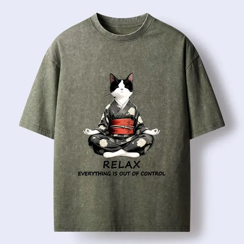 Ukiyo-e kimono cat art tee for streetwear