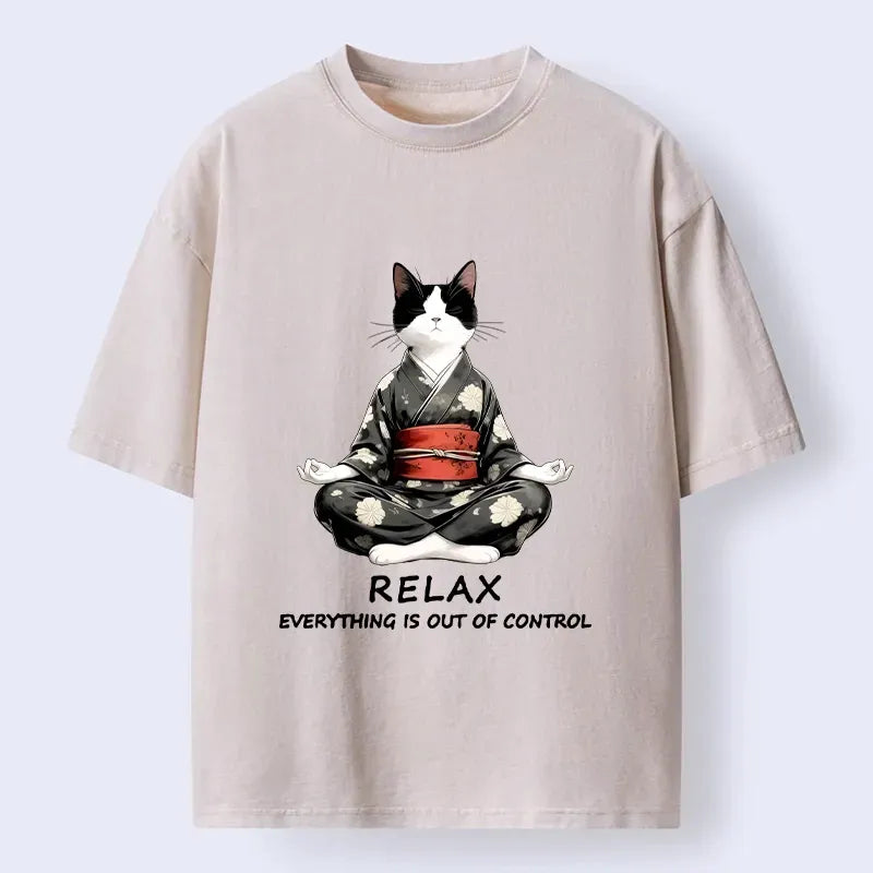 Peaceful cat meditation shirt gift for her