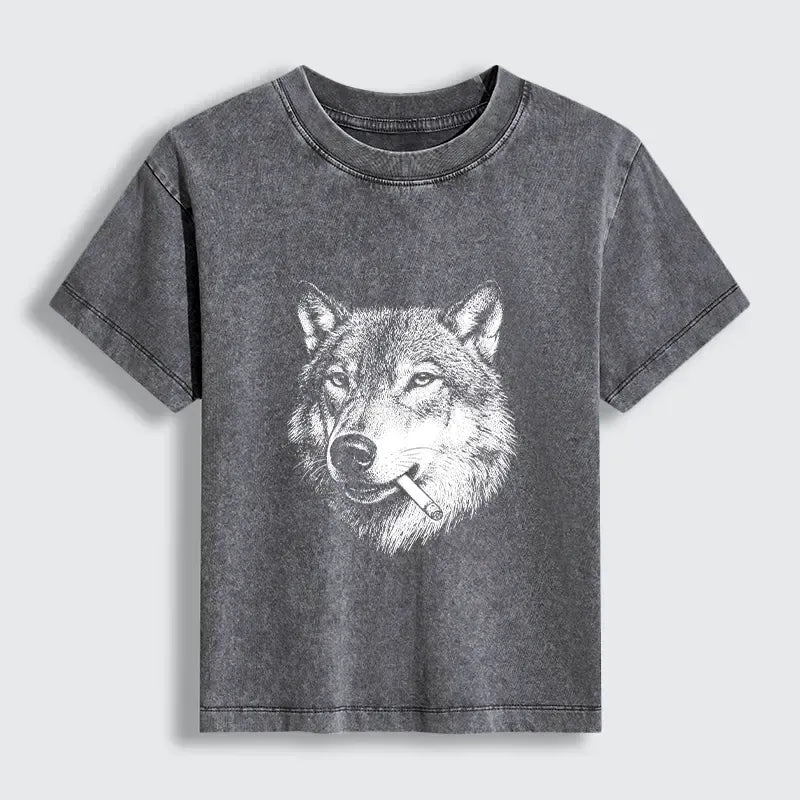 Kyoto-Lion Cool Wolf Meme Bad Decisions Pending Women's Washed T-shirt