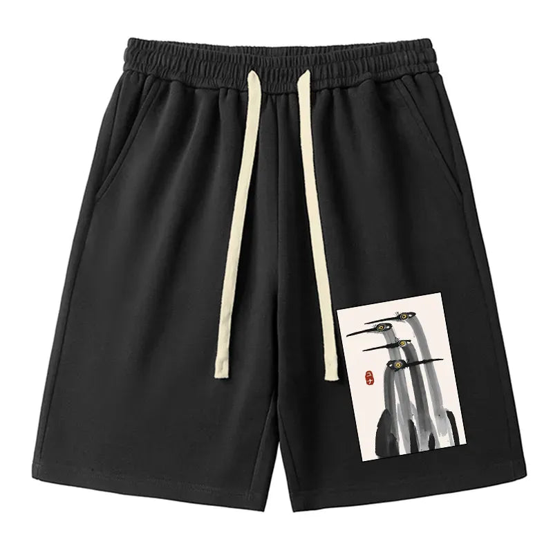 Japanese Crane Poster Unisex Shorts Trendy