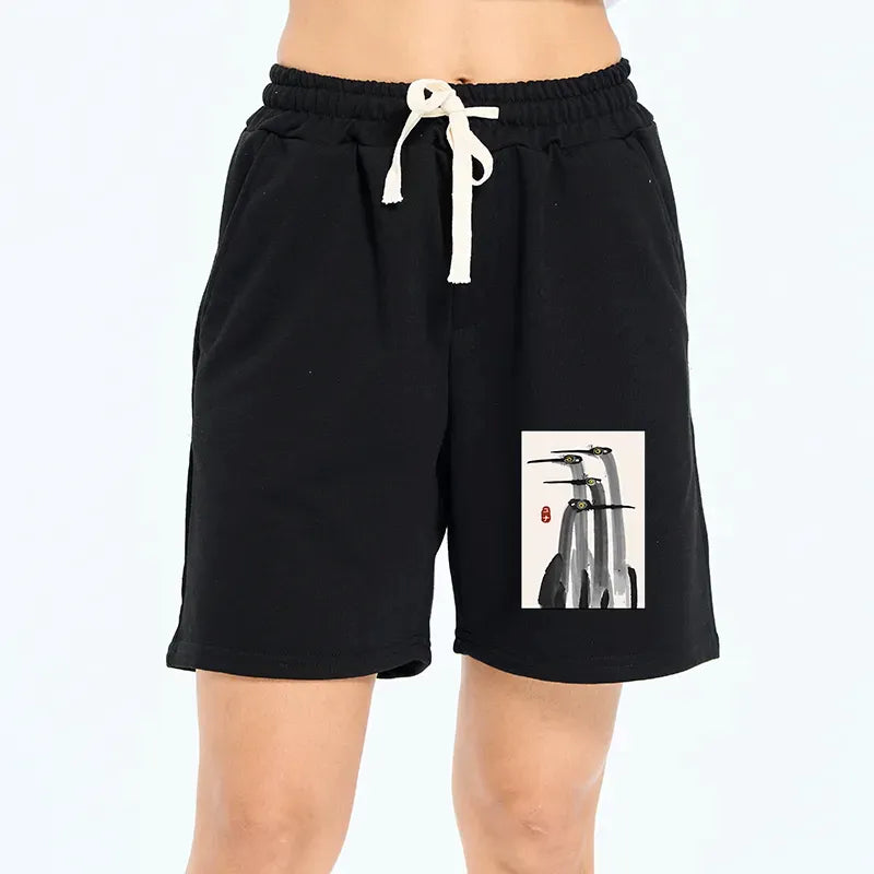 Japanese Crane Poster Unisex Shorts Trendy