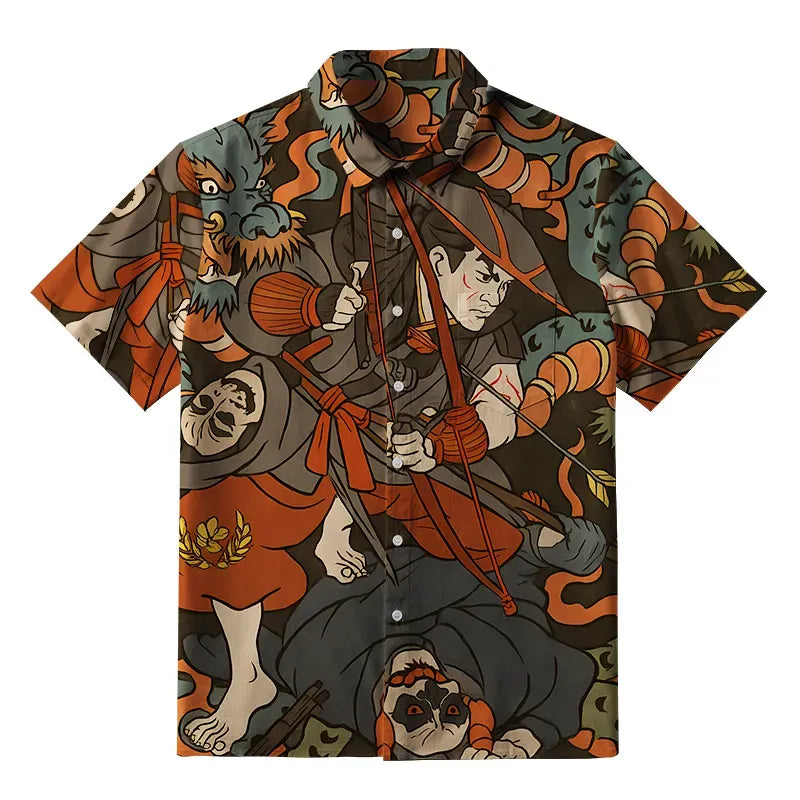 Kyoto-Lion Brave Japanese Samurai Button-up Shirt