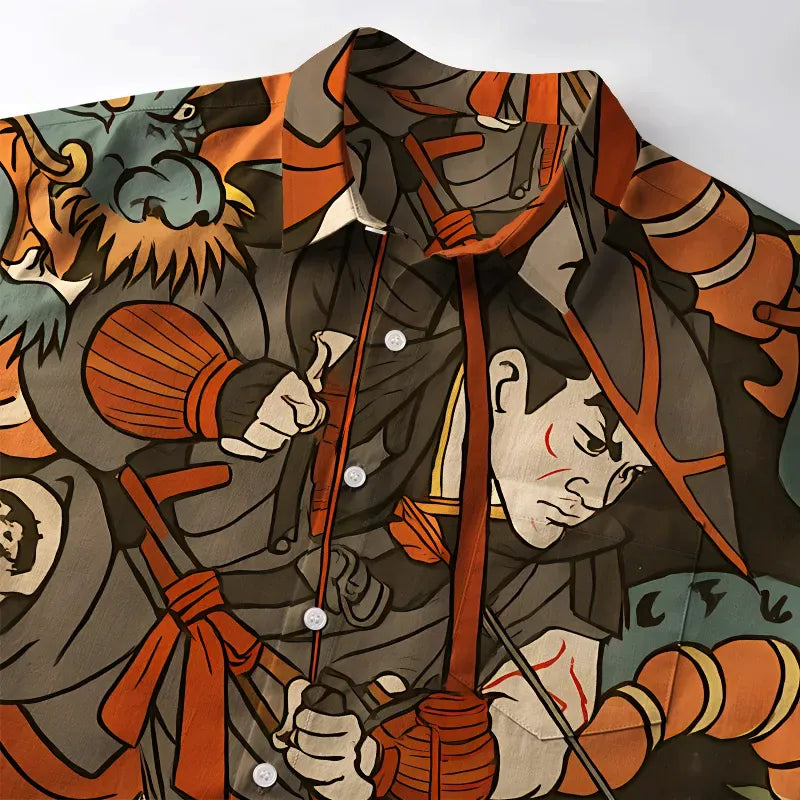 Ukiyo-e Samurai Shirt for Streetwear
