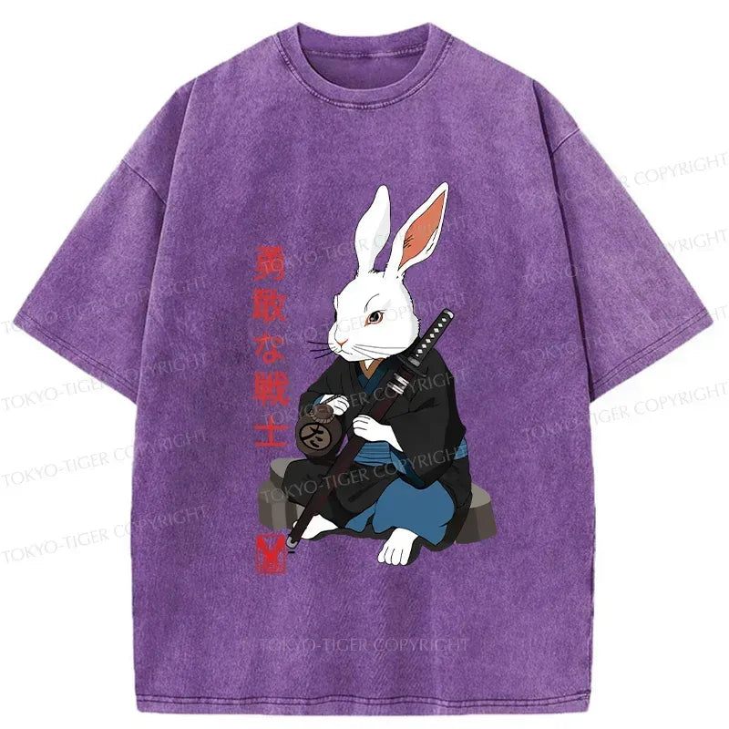 samurai rabbit washed t shirt daily wear