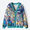 Kyoto-Lion Colorful Sidewalks Ugly Cardigan Sweater