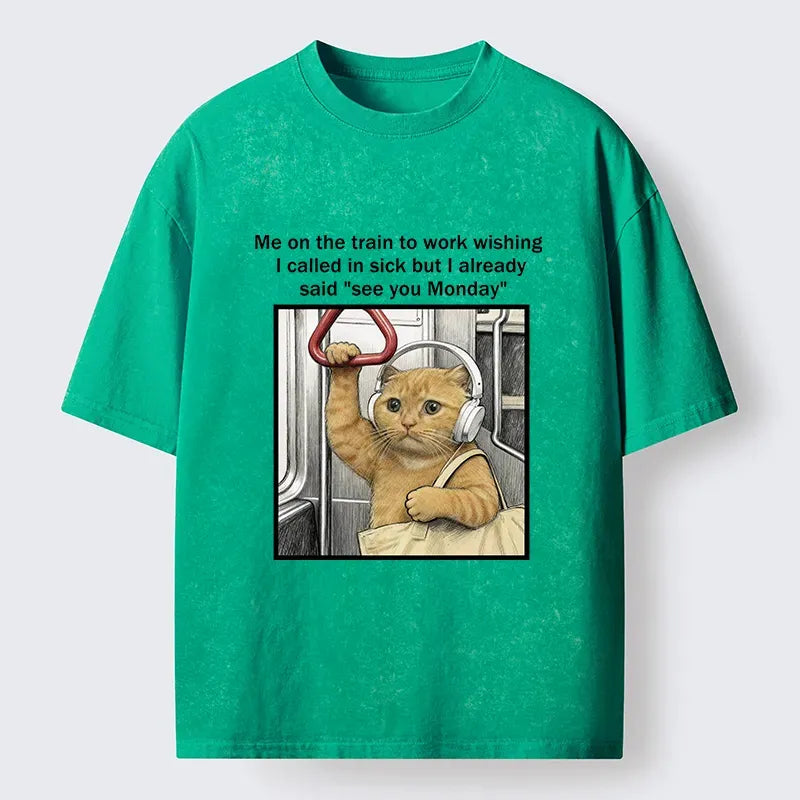 Kyoto-Lion Working Cat Washed T-Shirt