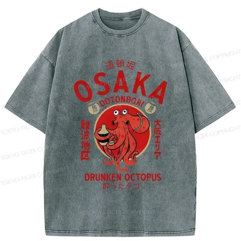 japanese vintage drunken octopus t-shirt