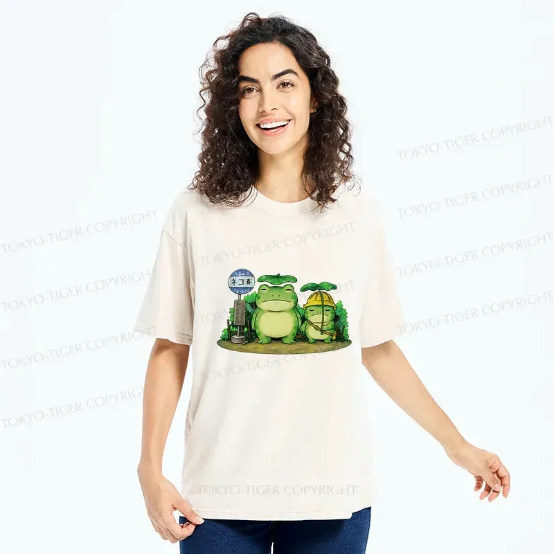 Kyoto-Lion My Neighbor Frog Washed T-Shirt
