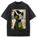 japanese cat and crow t-shirt