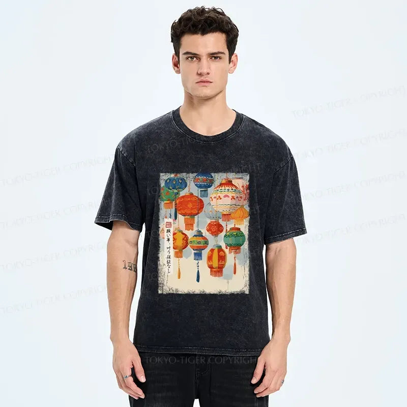 Retro Japanese Lantern Washed T-Shirt