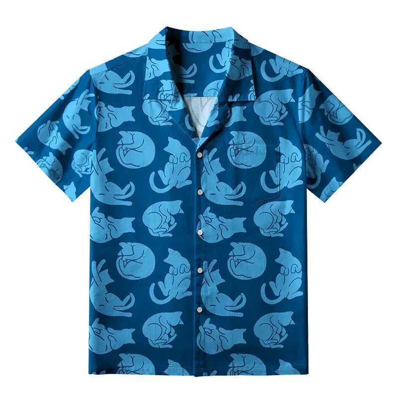 Trendy Aloha Shirt with Cats